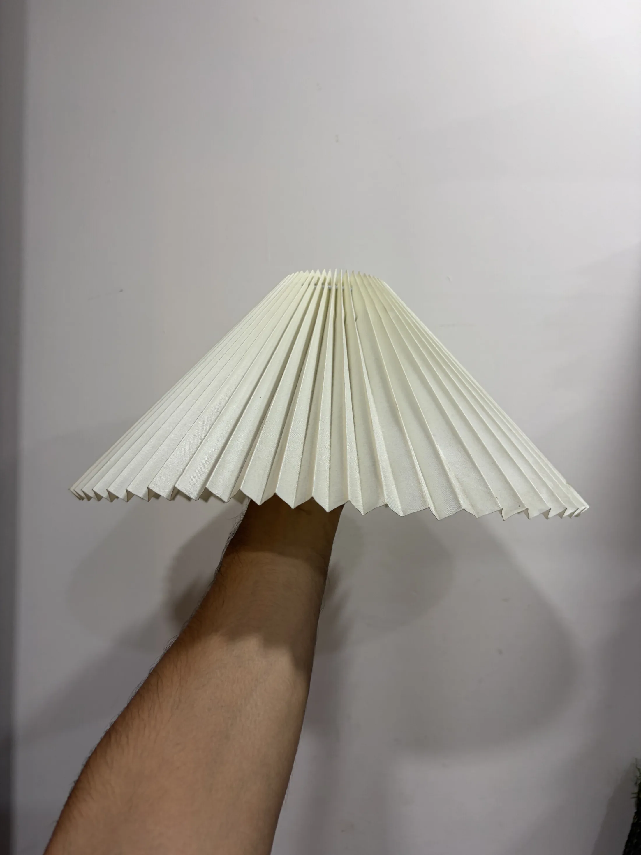 Cream White Pleated Fabric Lamp Shade — Lighting prop for rent in Delhi NCR
