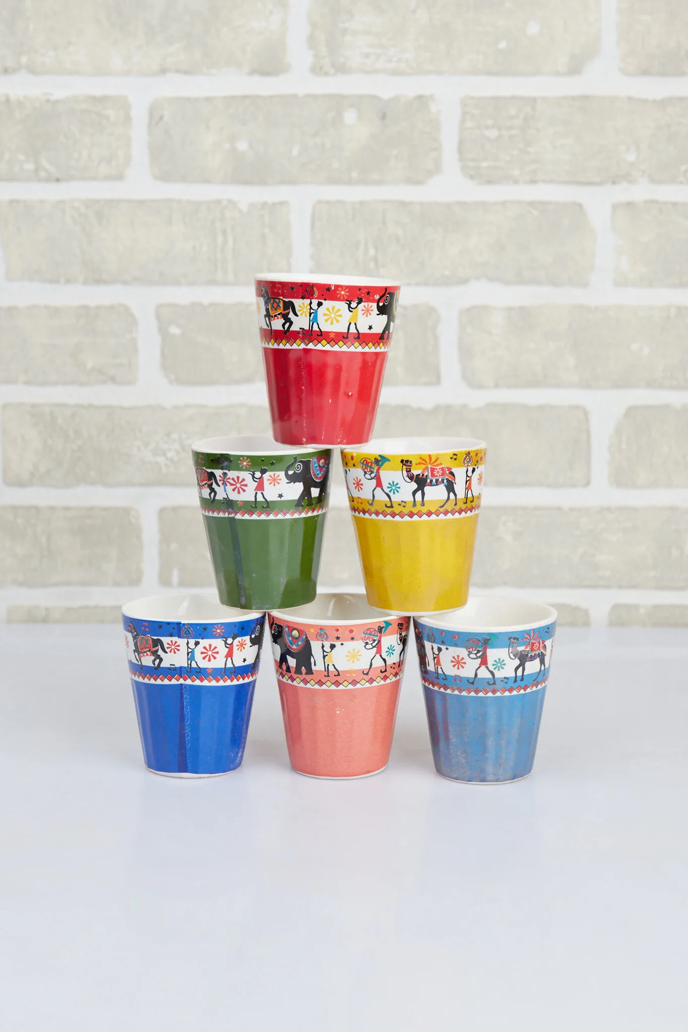 Colourful Hand Painted Ceramic Cups Set — Kitchen and Dining prop for rent in Delhi NCR
