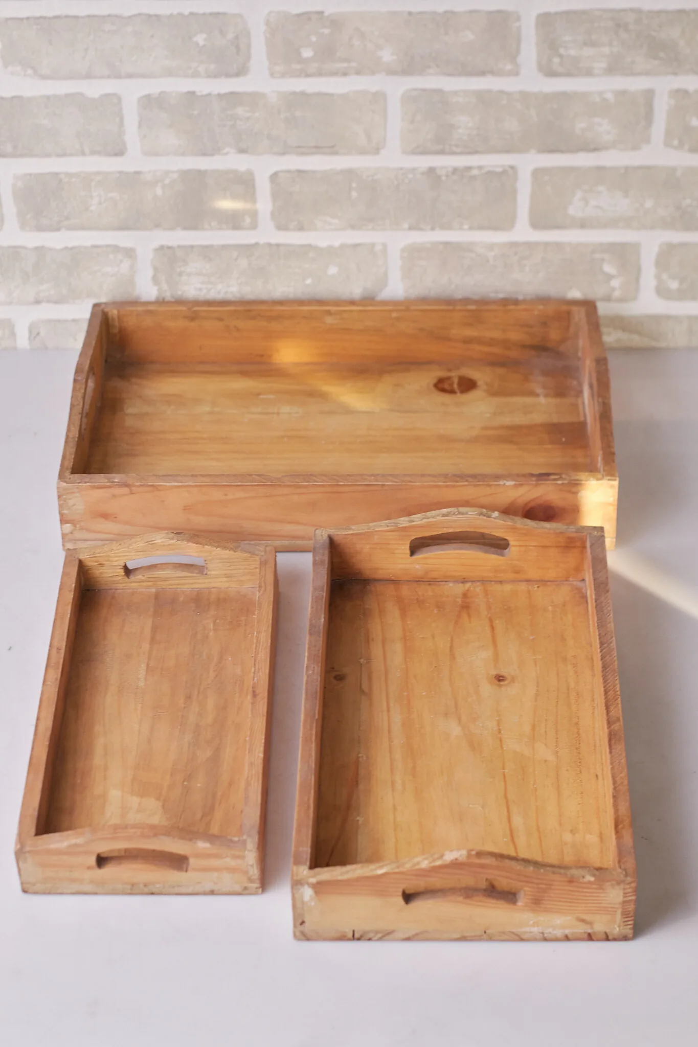Natural Wood Rectangular Trays Nested Set — Kitchen and Dining prop for rent in Delhi NCR