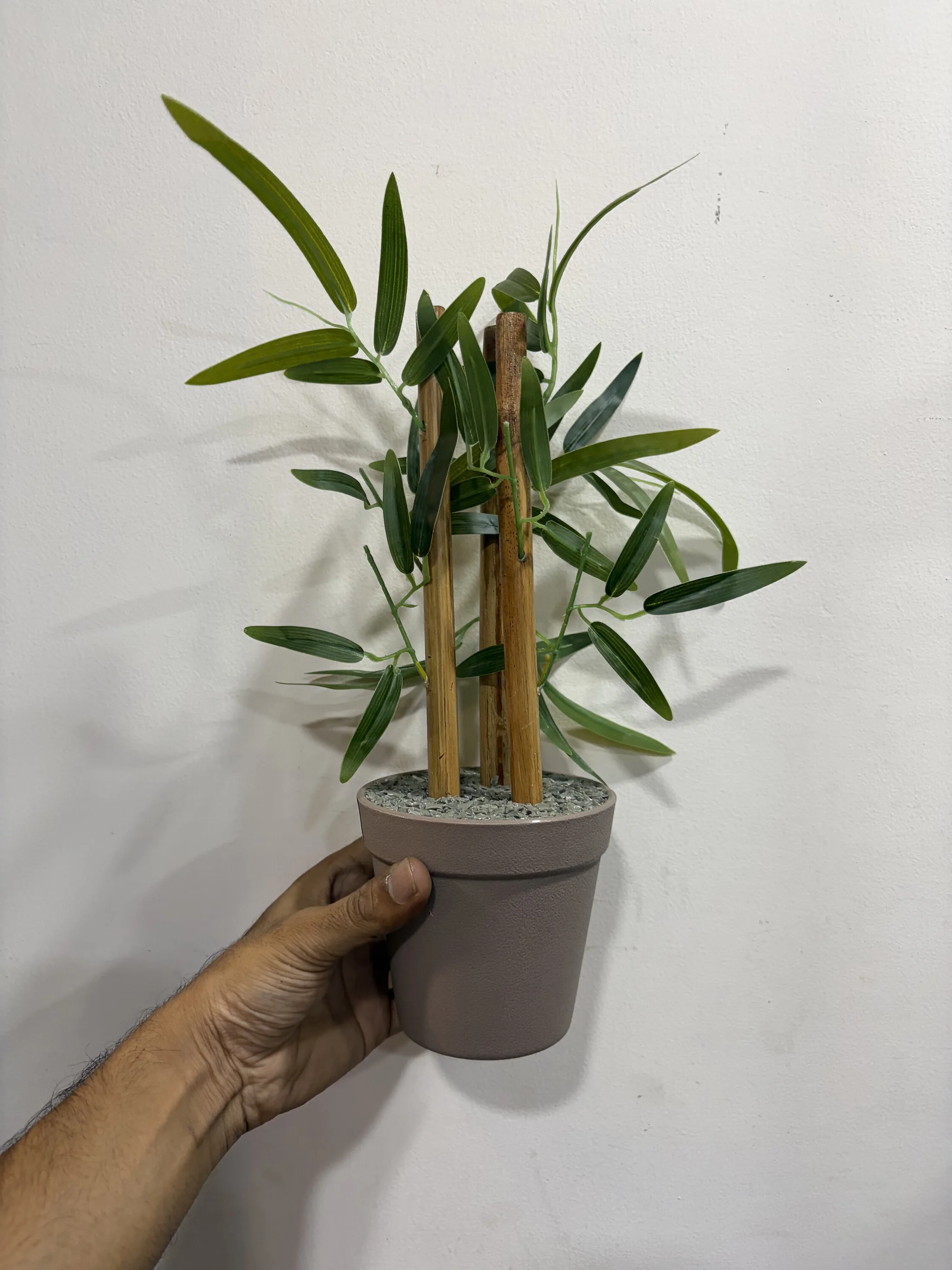 Faux Bamboo Plant in Grey Pot — Home Decor prop for rent in Delhi NCR