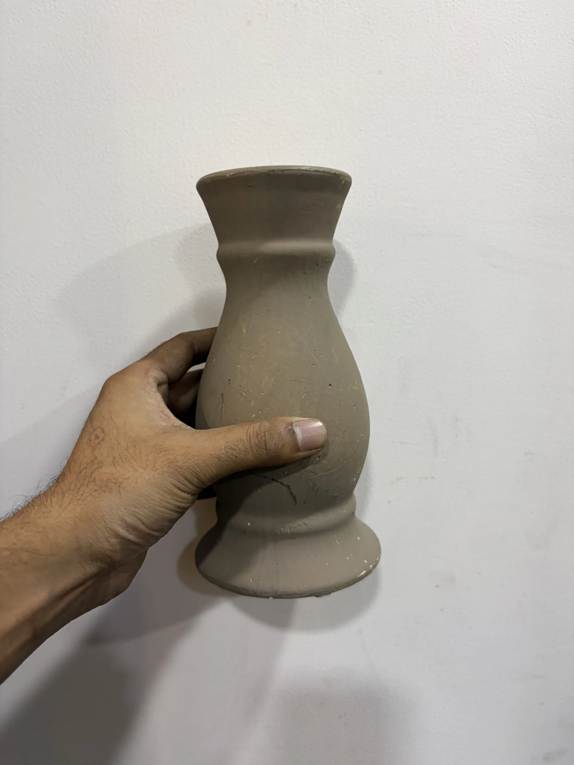 Taupe Matte Ceramic Vase with Flared Rim — Home Decor prop for rent in Delhi NCR