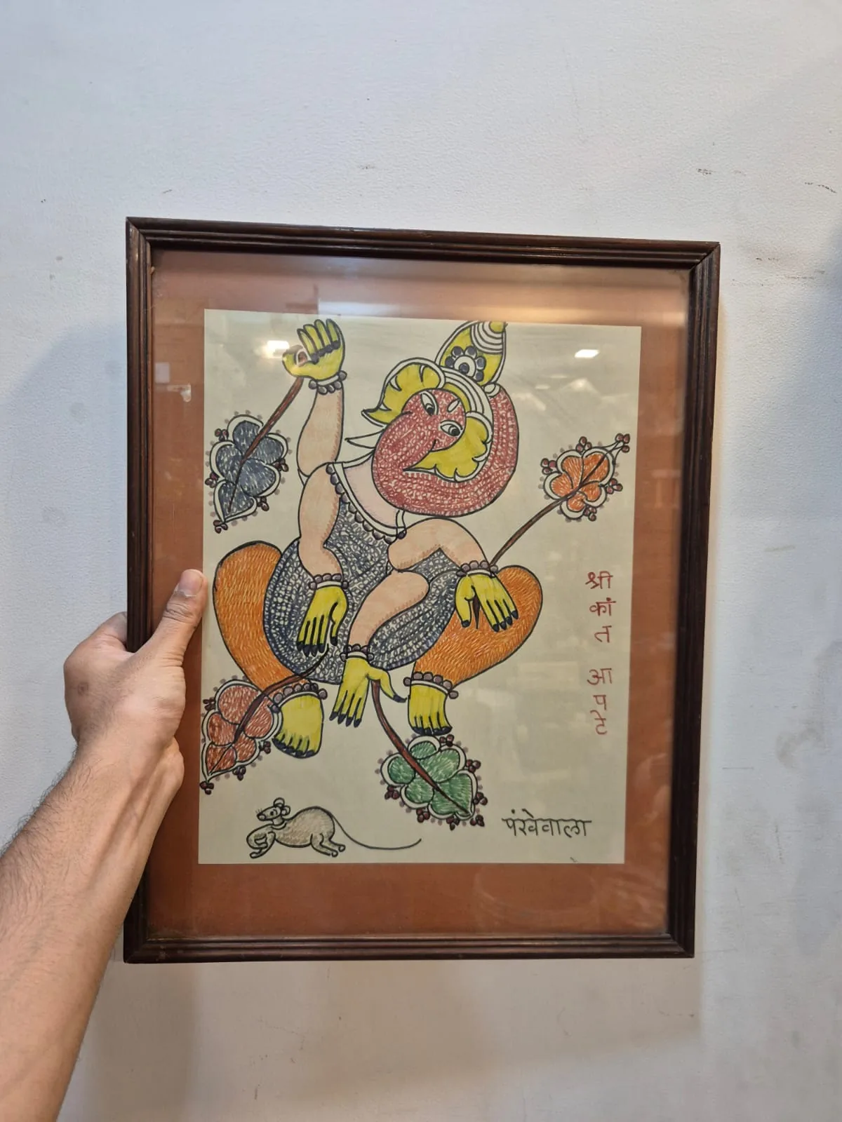 Madhubani Ganesha Framed Wall Art — Wall Decor and Art prop for rent in Delhi NCR