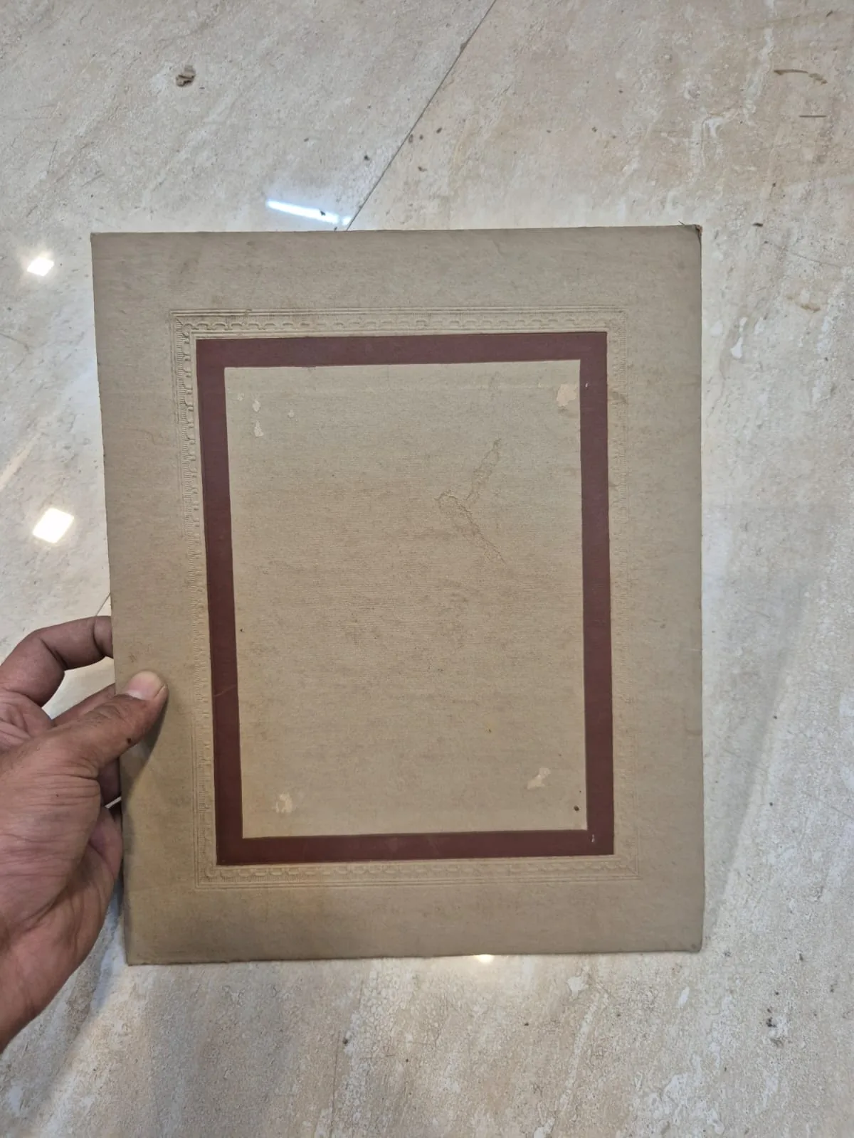 Empty Tan Cardboard Photo Mount with Red Border — Wall Decor and Art prop for rent in Delhi NCR