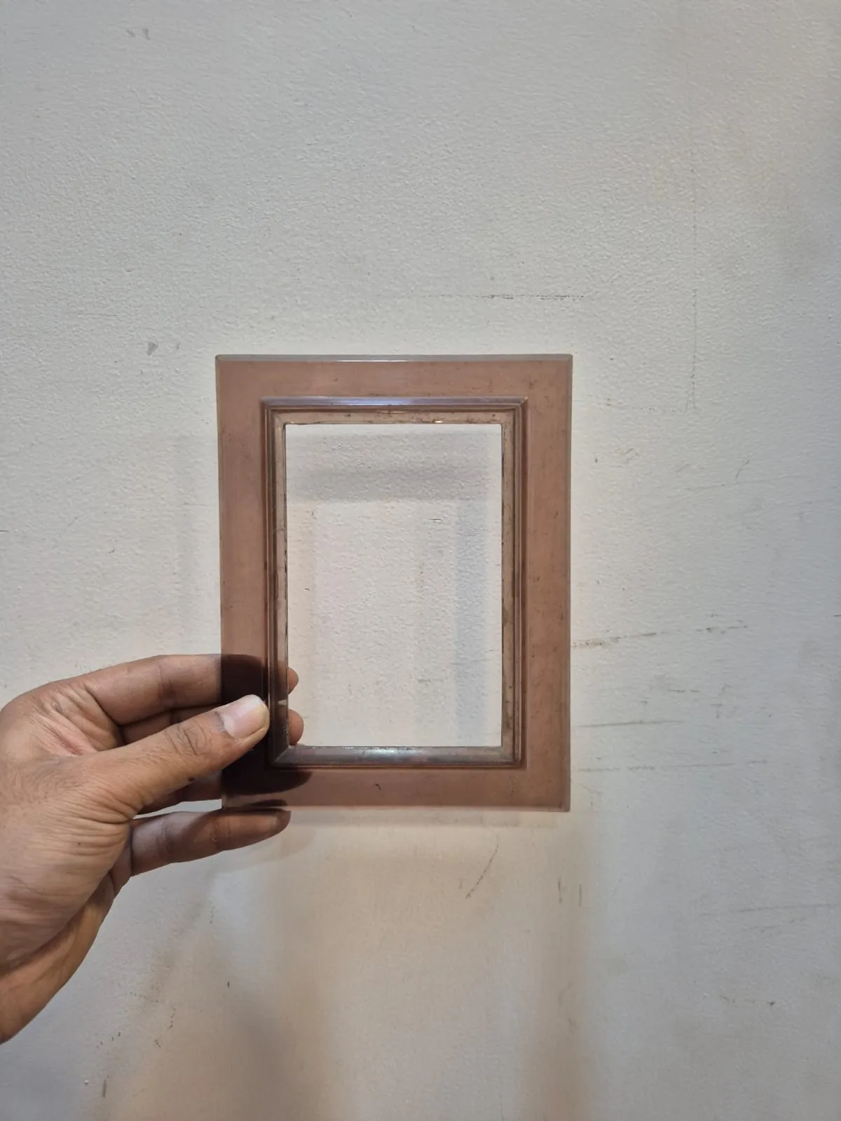 Empty Rose Pink Wooden Photo Frame Minimal — Wall Decor and Art prop for rent in Delhi NCR