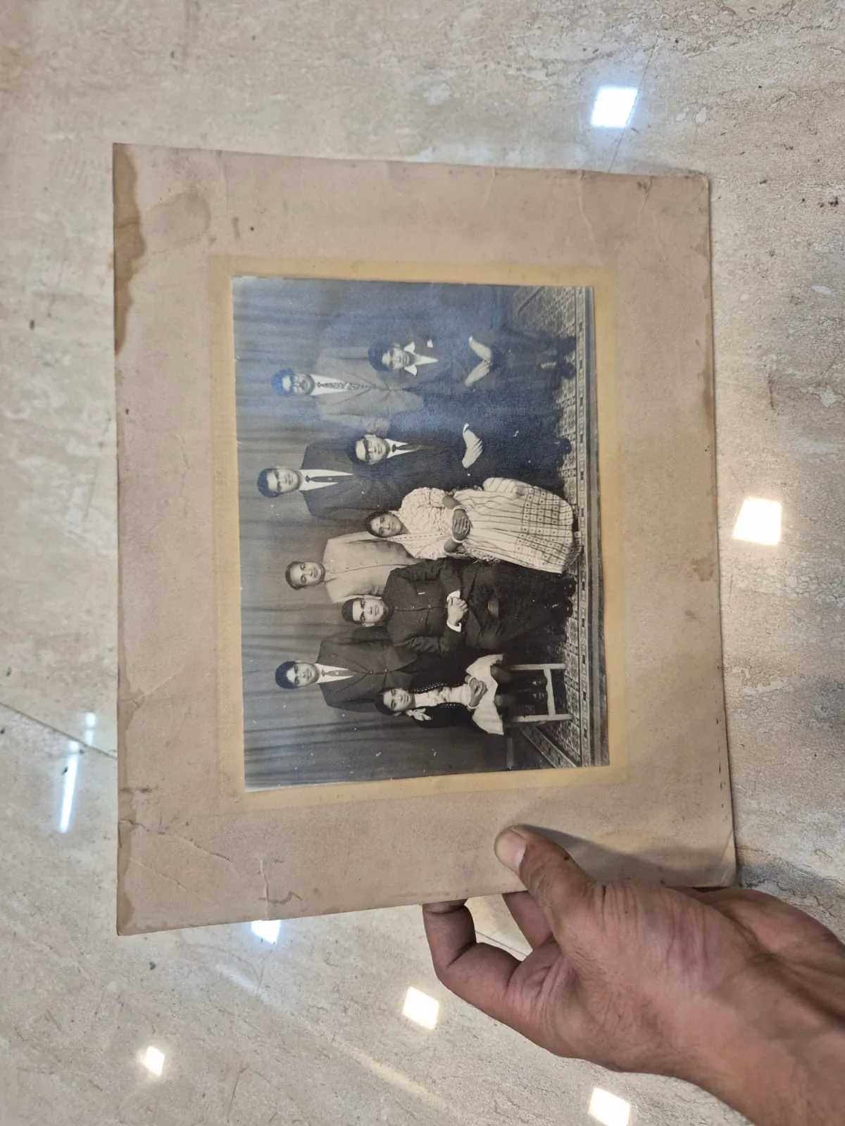 Vintage Cardboard Mount Group Portrait Printed Photograph — Wall Decor and Art prop for rent in Delhi NCR