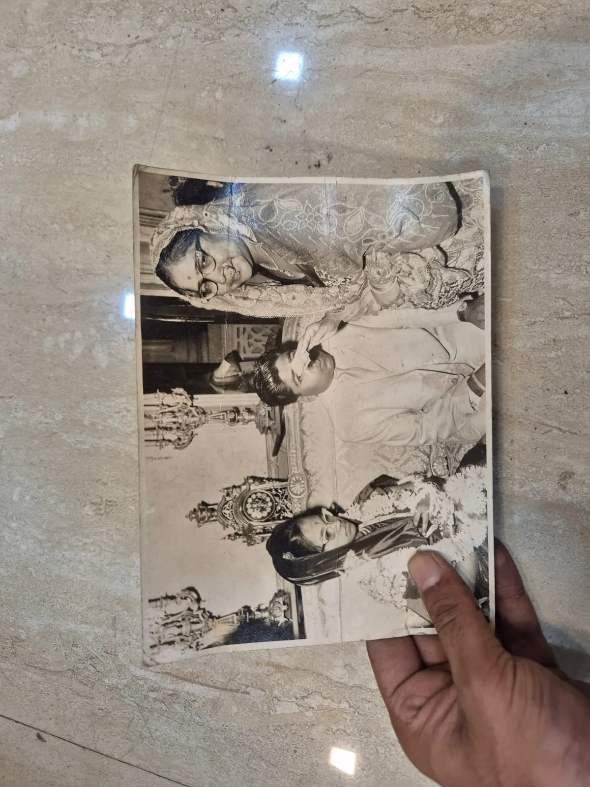Vintage Black White Bride Groom Wedding Printed Photograph — Wall Decor and Art prop for rent in Delhi NCR