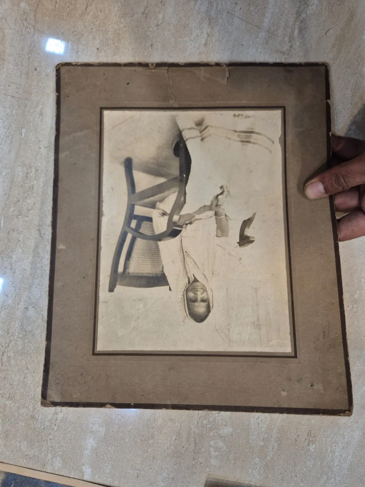Vintage Sepia Baby Pillow Chair Printed Photograph — Wall Decor and Art prop for rent in Delhi NCR