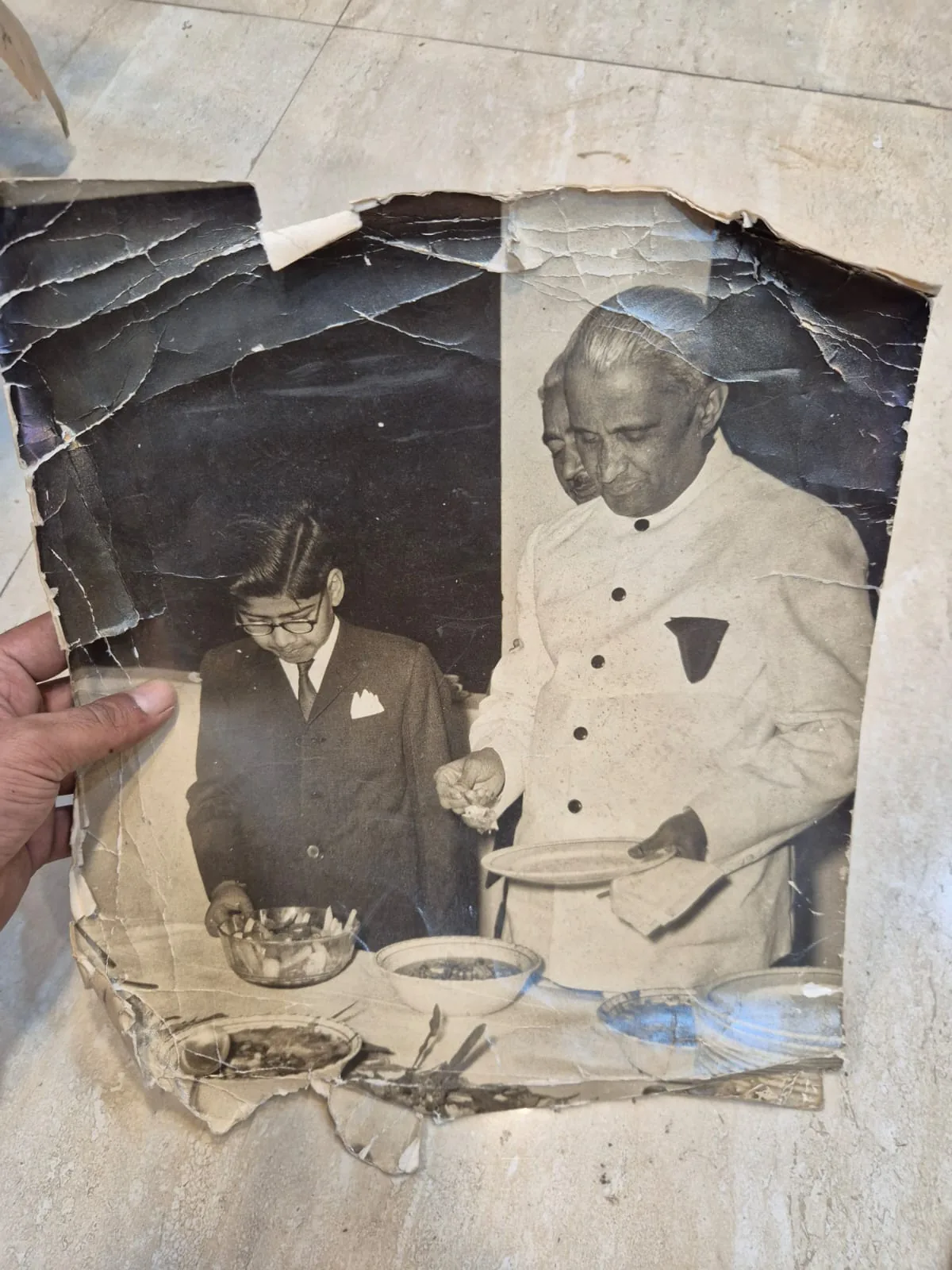 Vintage Sepia Dignitary Meal Reception Printed Photograph — Wall Decor and Art prop for rent in Delhi NCR