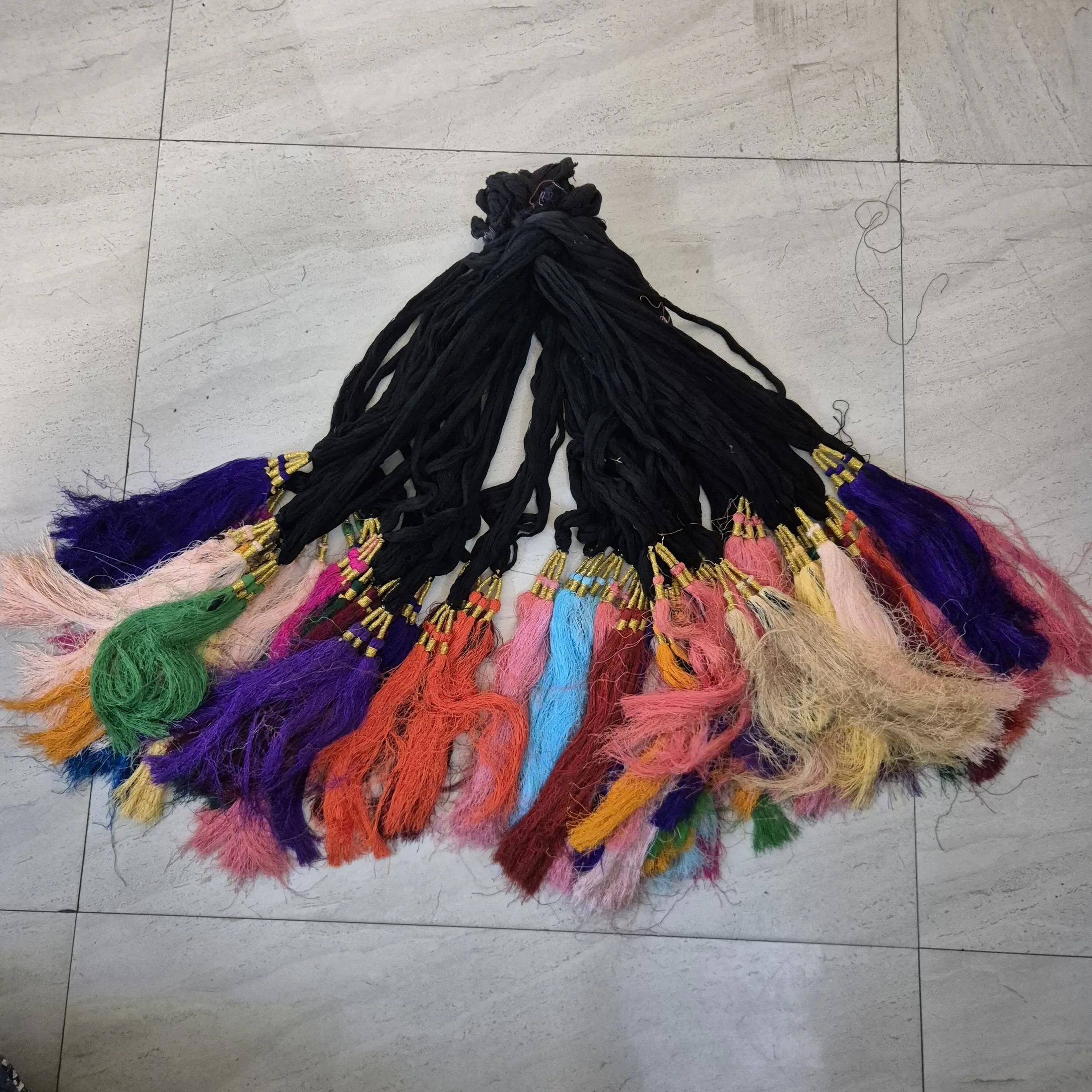 Black Braid Tassels with Multicolor Ends — Wall Decor and Art prop for rent in Delhi NCR