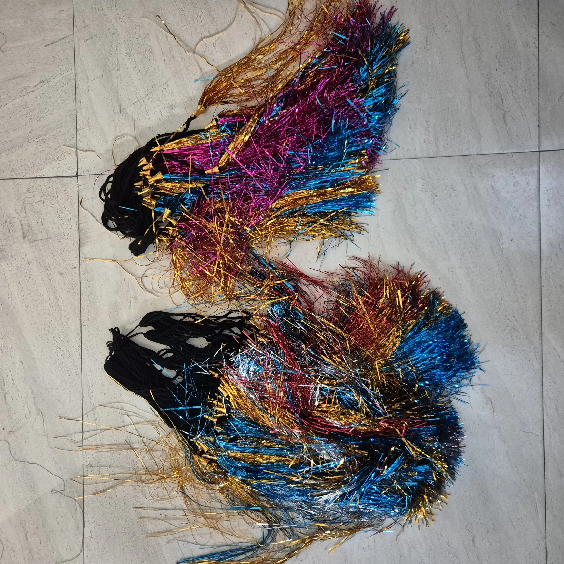 Multicolor Metallic Tinsel Tassel Hangings — Wall Decor and Art prop for rent in Delhi NCR