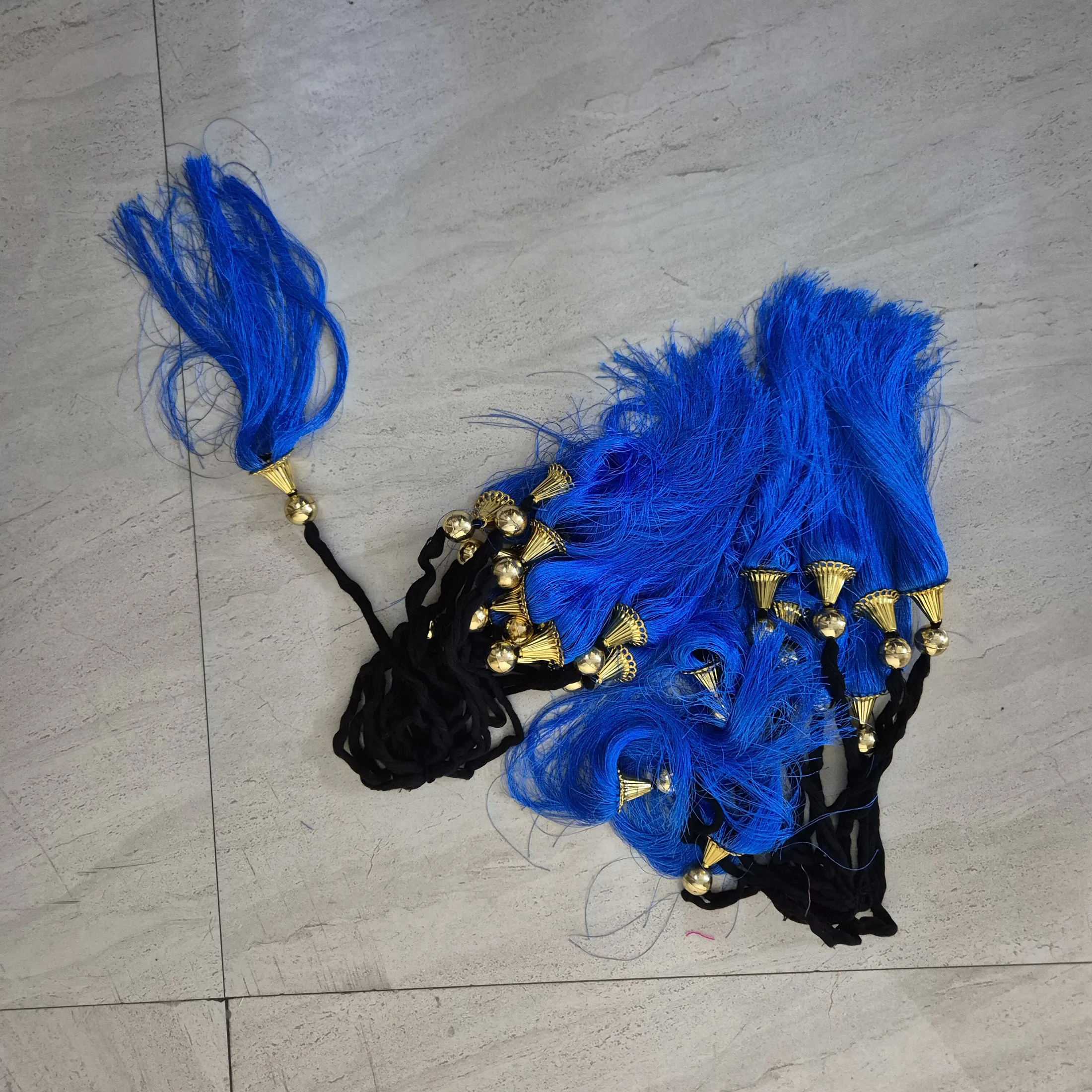 Royal Blue and Pink Silk Tassels with Gold Caps — Wall Decor and Art prop for rent in Delhi NCR