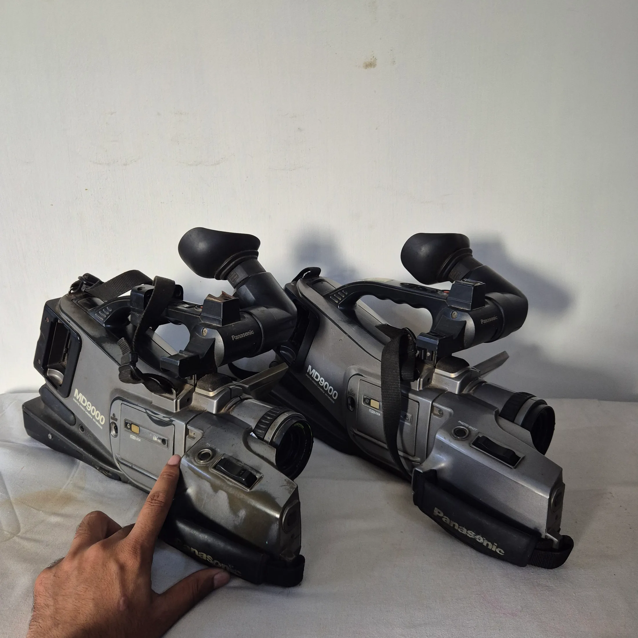 Silver and Black Panasonic Camcorder Pair Vintage — Tech and Electronics prop for rent in Delhi NCR