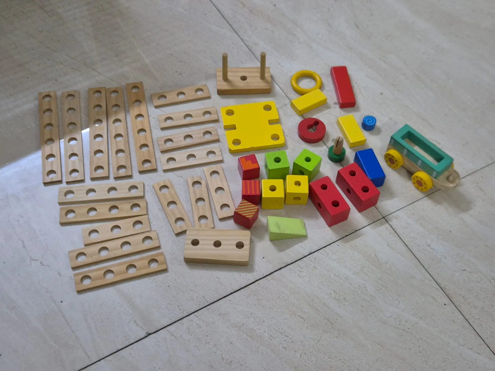 Multicolor Wooden Educational Building Block Toy Set — Toys and Games prop for rent in Delhi NCR