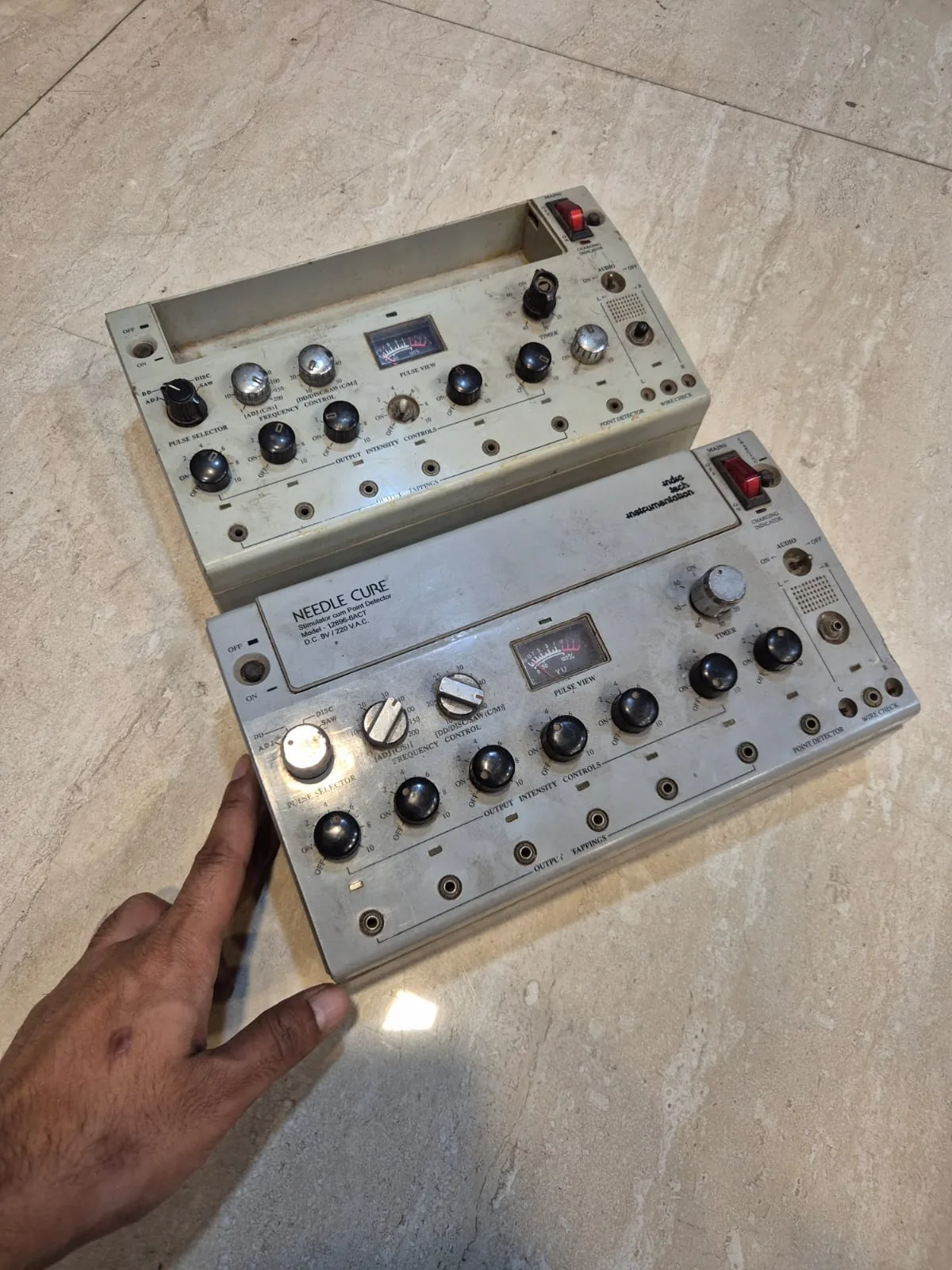 Vintage Needle Cure Electrotherapy Stimulator Pair — Science and Medical prop for rent in Delhi NCR